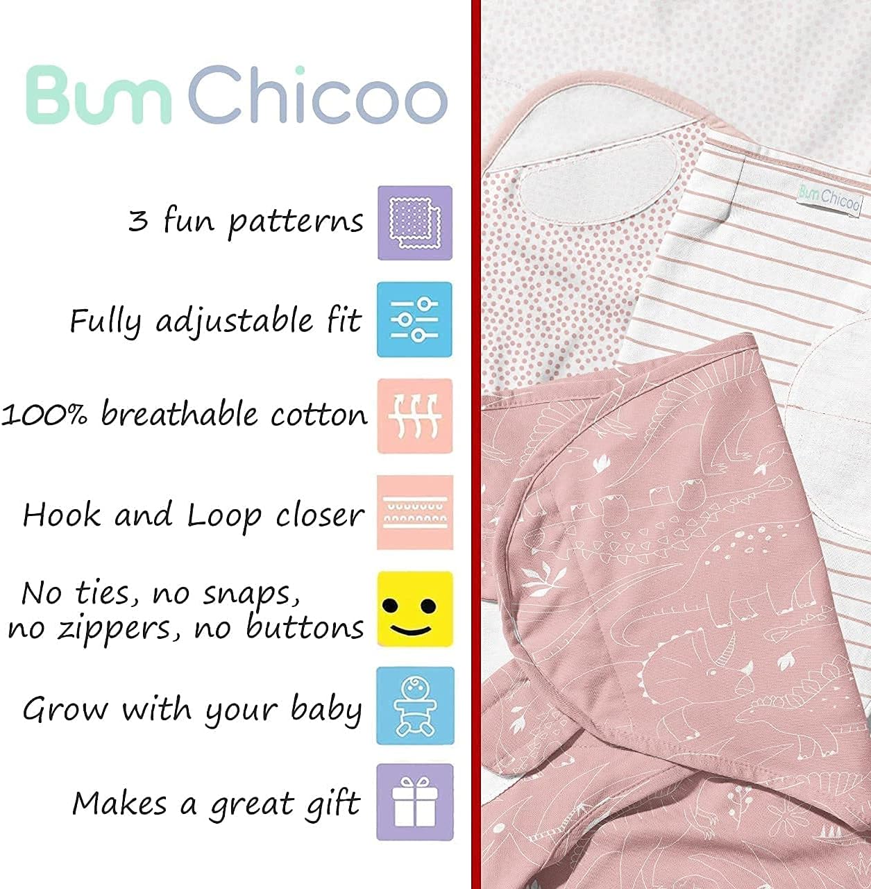 Bum Chicoo Newborn Baby Swaddle wrap – Pack of 3 Swaddle wrap Made of Pure Organic Cotton for 0-3 Months Baby - Image 6